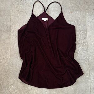 Burgundy spaghetti strap velvet tank LOFT Medium